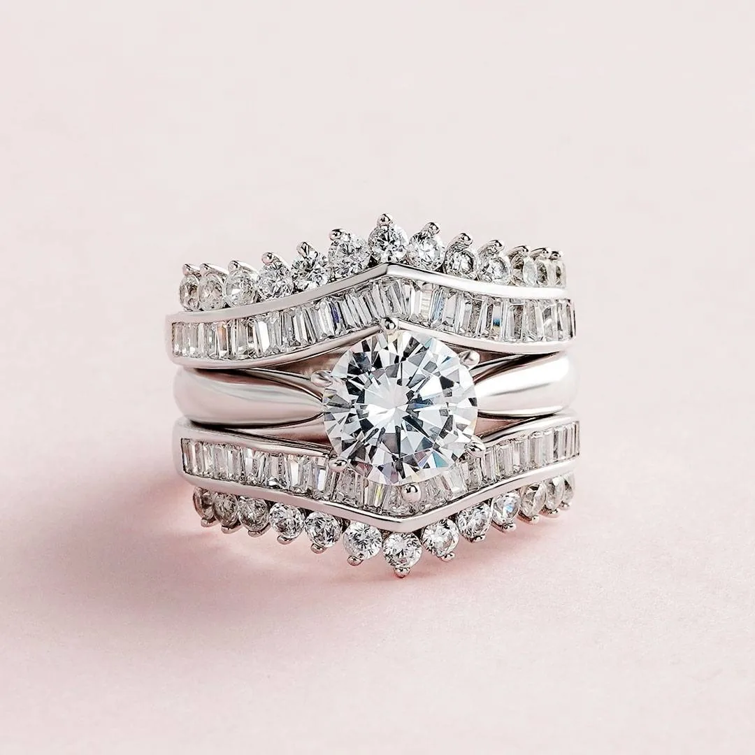 Handmade Round Ring Set With 2 Bands 4.35 CTW