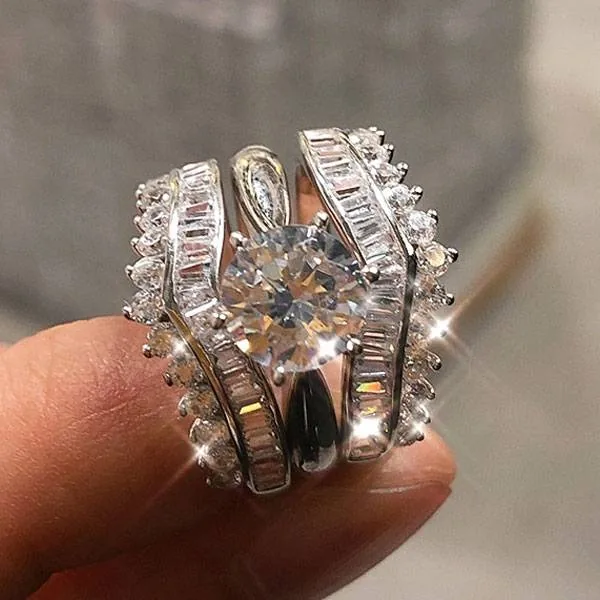 Handmade Round Ring Set With 2 Bands 4.35 CTW