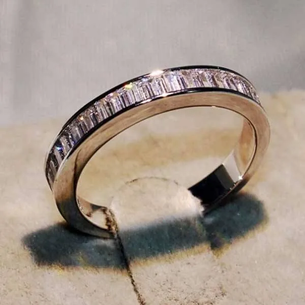 Handmade Radiant Ring Set With One Emerald Band