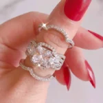 Handmade Princess Wedding Ring Set With 2 Bands