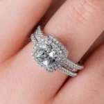Handmade Brilliant 1 ct Cushion Cut Wedding Set