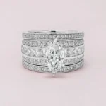 Handmade 1.5 ct Marquise Cut Ring Set With Brilliant Bands