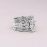 Handmade 1.5 ct Marquise Cut Ring Set With Brilliant Bands