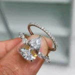 Handmade 4 Ct Pear Cut Sterling Silver Ring Set