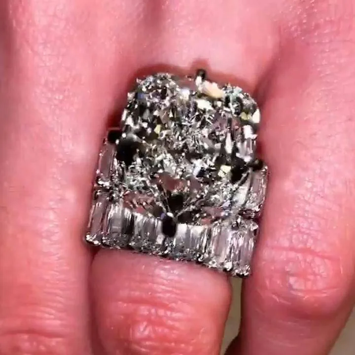 Handmade Cushion Cut Wedding Set in 925 Sterling Silver