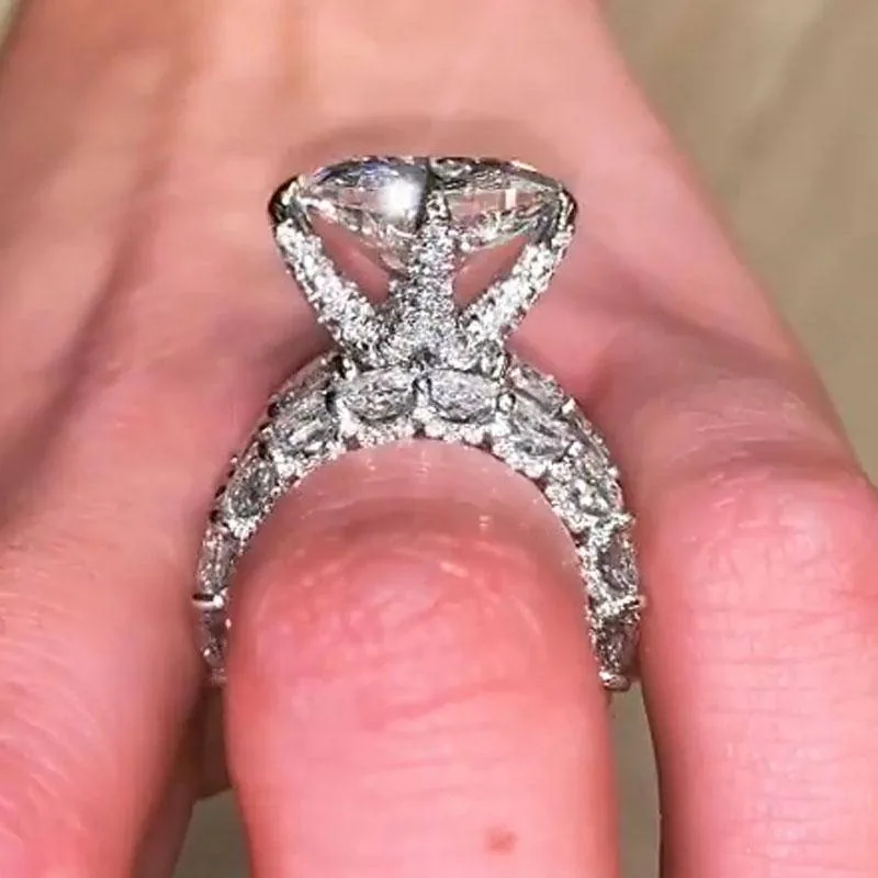 Handmade Cushion Cut Wedding Set in 925 Sterling Silver