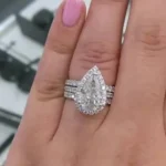 Handmade 2 Ct Pear Cut Ring Set With 2 Bands