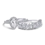 Handmade 1.5 CT Pear Cut Sterling Silver Ring Set