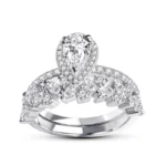 Handmade 1.5 CT Pear Cut Sterling Silver Ring Set