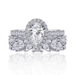 Handmade 1.5 CT Pear Cut Sterling Silver Ring Set
