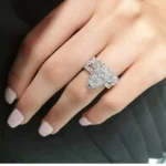 Handmade 1.5 CT Pear Cut Sterling Silver Ring Set