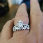 Handmade 1.5 CT Pear Cut Sterling Silver Ring Set