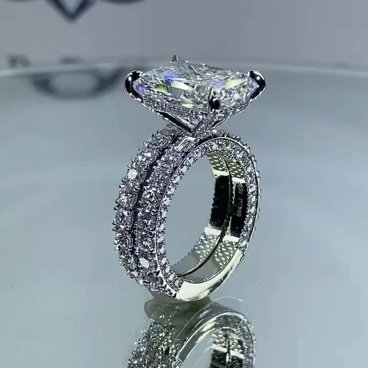 Handmade 4ct Radiant Cut Ring Set