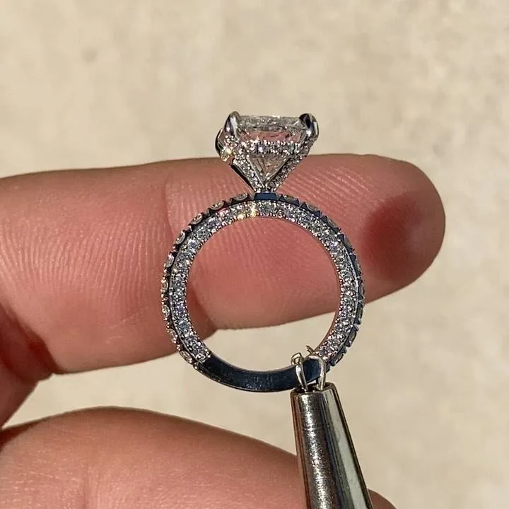 Handmade 4ct Radiant Cut Ring Set