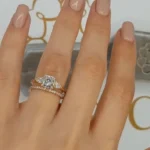 Handmade 1.3 ct Rose Gold Cushion Cut with 2 Pear Shape Sidestones Engagement Ring