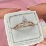 Handmade 2CT Pear Cut solitaire Ring with an Half Eternity Band