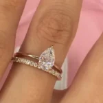 Handmade 2CT Pear Cut solitaire Ring with an Half Eternity Band