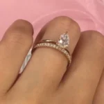 Handmade 2CT Pear Cut solitaire Ring with an Half Eternity Band