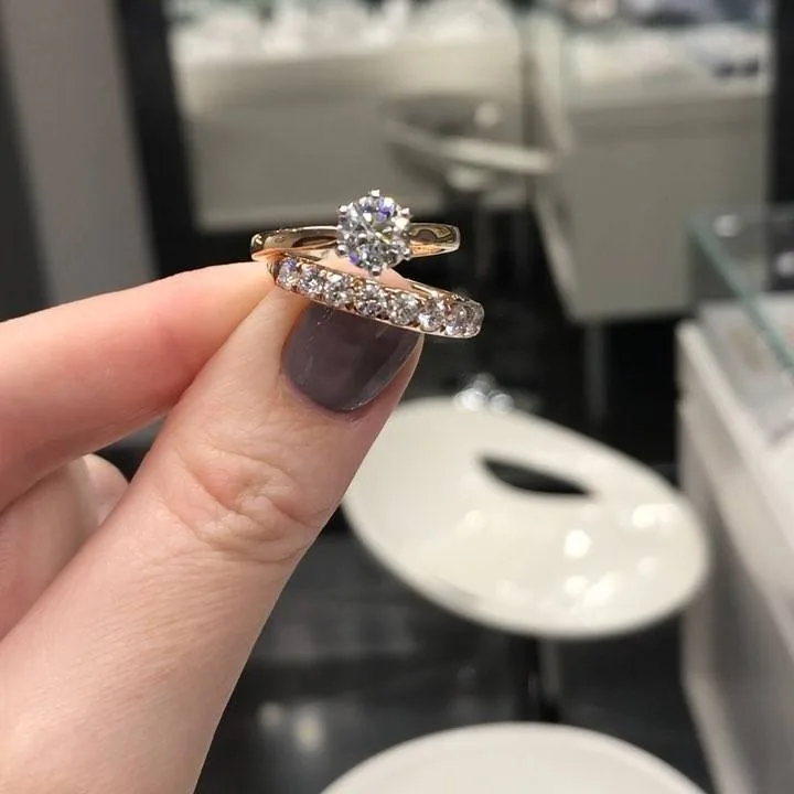 Handmade 1CT Gold Tone Round Brilliant Engagement Ring