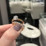 Handmade 1CT Gold Tone Round Brilliant Engagement Ring