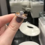 Handmade 1CT Gold Tone Round Brilliant Engagement Ring