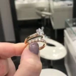 Handmade 1CT Gold Tone Round Brilliant Engagement Ring