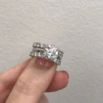 Handmade 2CT Round Brilliant Diamond Solitaire Ring with 2pcs Half Wedding Bands