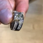 Handmade 2CT Princess Cut Channel Paved Dianond Engagement Ring Set