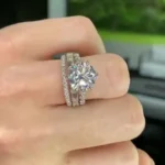 Handmade 2CT Round Cut White Sapphire Sterling Silver 3-Piece Bridal Sets