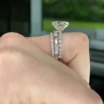 Handmade 2CT Round Cut White Sapphire Sterling Silver 3-Piece Bridal Sets