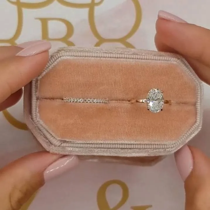 Handmade 2.5CT Oval Cut Bridal Set in Rose Gold Tone