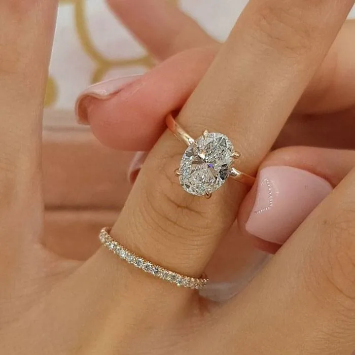 Handmade 2.5CT Oval Cut Bridal Set in Rose Gold Tone