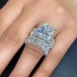Handmade 3CT Princess Cut Bridal set Ring