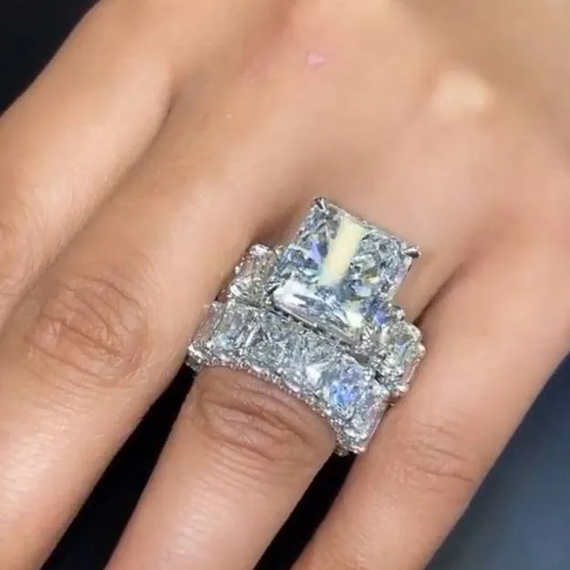 Handmade 3CT Princess Cut Bridal set Ring