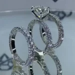 Handmade 3pc Round Brilliant Cut Sterling Silver Ring Set
