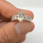 Handmade 1.5CT Pear Cut Engagement Ring With Princess Stone Eternity Band