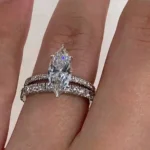 Handmade 1.5CT Marquise Cut Engagement Ring Set