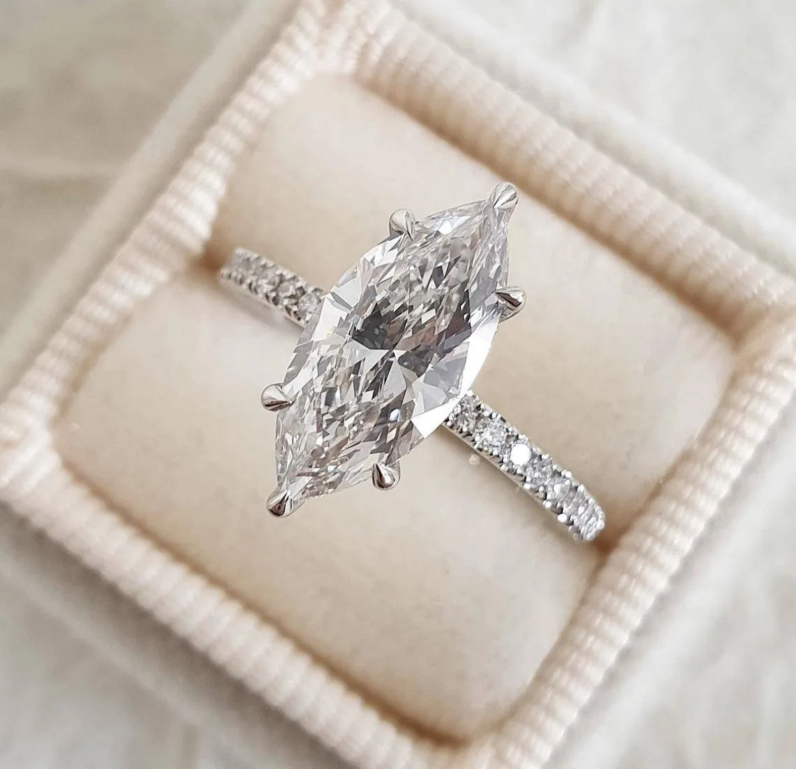 Handmade 1.5CT Marquise Cut Engagement Ring Set