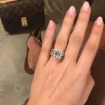 1CT Halo Emerald Cut Bridal Set Ring