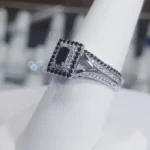 Handmade 2PCS Black Sapphire Wedding Set