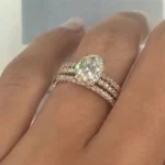 Handmade 3 CT Oval Cut Sterling Silver Wedding Set