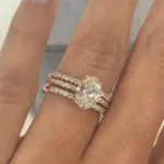 Handmade 3 CT Oval Cut Sterling Silver Wedding Set