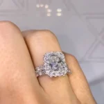 Handmade 4 CT Radiant Cut Brillant Wedding Set with Matching Band