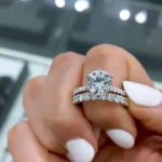 Handmade 2 CT Round Cut Brillant Wedding Set with Matching Band