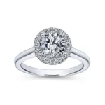 Handmade 2 CT Round Cut Brillant Halo Wedding Set with Matching Band