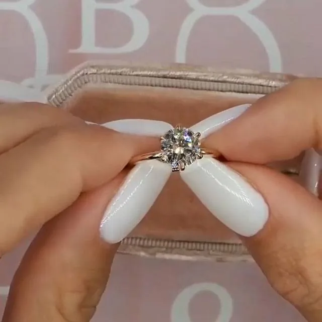 Handmade 2 CT Round Cut Engagement Ring Set