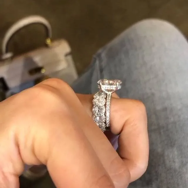 Handmade 3CT Oval Cut Bridal Set in Sterling Silver