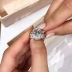 Handmade 3CT Oval Cut Bridal Set in Sterling Silver