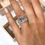 Handmade 3CT Oval Cut Bridal Set in Sterling Silver