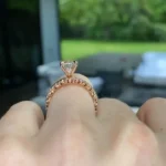Handmade 2CT Oval Cut Solitaire Engagement Ring with Eternity Band